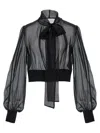 Dolce & Gabbana Bow Tie Detail Sheer Chiffon Blouse In Black