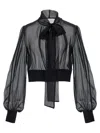 Dolce & Gabbana Bow Tie Detail Sheer Chiffon Blouse In Black