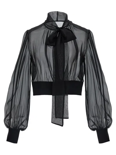 Dolce & Gabbana Black Cropped Chiffon Blouse