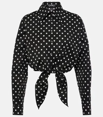 DOLCE & GABBANA CROPPED COTTON-BLEND BLOUSE