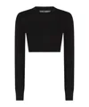 Dolce & Gabbana Cropped Round-neck Silk Pullover In Black