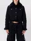 Dolce & Gabbana Cropped Denim Jacket Fur Cuffs In Black