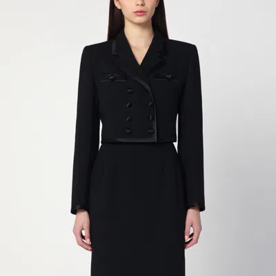 DOLCE & GABBANA DOLCE&GABBANA CROPPED DOUBLE-BREASTED BLACK JACKET