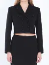 Dolce & Gabbana Cropped Double-breasted Black Jacket In Black