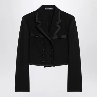 Dolce & Gabbana Cropped Double-breasted Jacket In Black