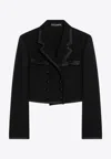 Dolce & Gabbana Cropped Doublebreasted Jacket In Black