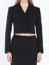 Dolce & Gabbana Cropped Double-breasted Black Jacket In Black