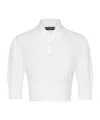 Dolce & Gabbana Cropped Fine-knit Polo Shirt In White