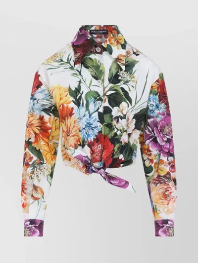 DOLCE & GABBANA CROPPED FLORAL PRINT COTTON SHIRT