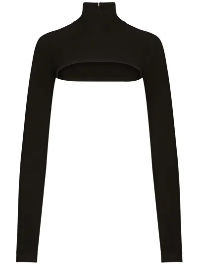 Dolce & Gabbana Cropped High-neck Bodysuit In Black