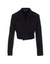 Dolce & Gabbana Cropped Double-breasted Jacket In Black