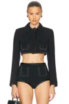 Dolce & Gabbana Cropped Wool And Silk-blend Jacket In Black