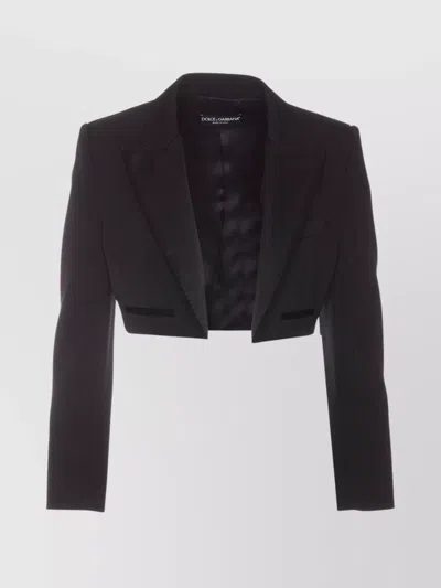 DOLCE & GABBANA CROPPED JACKET SINGLE-BREASTED SATIN LAPELS