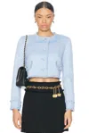 Dolce & Gabbana Cropped Wool Tweed Jacket In Very Light Lilac