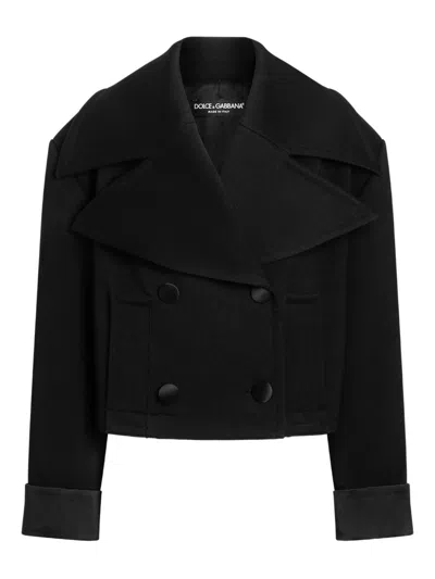 Dolce & Gabbana Cropped Jacket With Double-breasted Design In Black