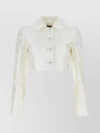Dolce & Gabbana Monogram-jacquard Button-down Cropped Jacket In White