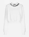 Dolce & Gabbana Cropped Jersey Sweatshirt With Logo Embroidery On Neck In White