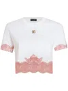 Dolce & Gabbana Cropped Jersey T-shirt With Dg Logo And Lace Inserts