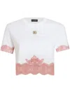 Dolce & Gabbana Cropped Jersey T-shirt With Dg Logo And Lace Inserts