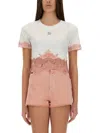 Dolce & Gabbana Cropped Jersey T-shirt With Dg Logo And Lace Inserts In White