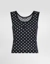 Dolce & Gabbana Cropped Jersey Tank Top With Polka-dot Print In Multicolor
