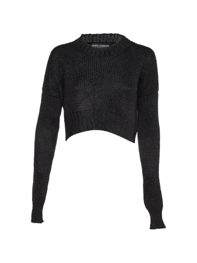 Pre-owned Dolce & Gabbana Cropped Knit Sweater In Black