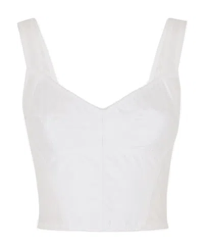 Dolce & Gabbana Cropped Lace Panel Top In White