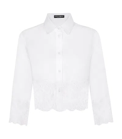 DOLCE & GABBANA CROPPED LACE-TRIM SHIRT