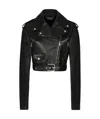 Dolce & Gabbana Cropped Leather Biker Jacket In Black