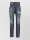 DOLCE & GABBANA CROPPED LENGTH DISTRESSED DENIM TROUSERS