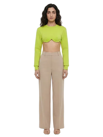 Dolce & Gabbana Cropped Long-sleeve Bodysuit In Green