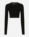 Dolce & Gabbana Viscose Mesh Top With All-over Dg Logo In ブラック