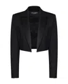 Dolce & Gabbana Wool Blend Cropped Tuxedo Jacket In Black