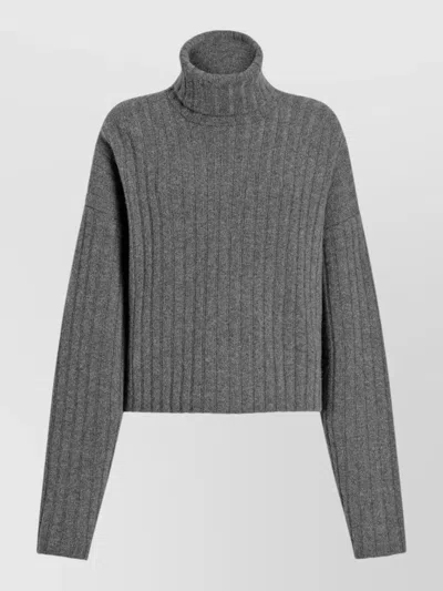 DOLCE & GABBANA CROPPED RIBBED TURTLENECK SWEATER LONG SLEEVES
