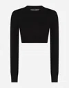 Dolce & Gabbana Cropped Round-neck Silk Pullover In Black