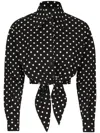 Dolce & Gabbana Poplin Dots Front Knot Shirt In Black