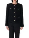 Dolce & Gabbana Jeweled Button Boucle Jacket In Black