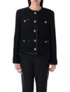 Dolce & Gabbana Jeweled Button Boucle Jacket In Black