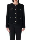 Dolce & Gabbana Jeweled Button Boucle Jacket In Black
