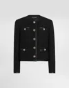 Dolce & Gabbana Jeweled Button Boucle Jacket In Black