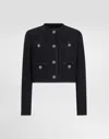 Dolce & Gabbana Cropped Single-breasted Raschel Tweed Jacket With Bejeweled Buttons In Black