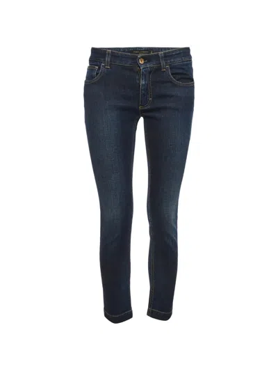 Pre-owned Dolce & Gabbana Cropped Slim-fit Jeans In Blue
