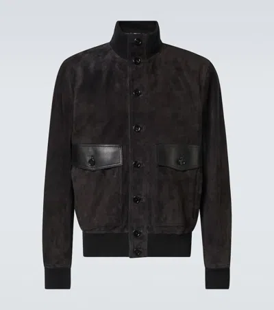 Dolce & Gabbana Cropped Suede Jacket In Black