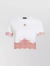 Dolce & Gabbana Cropped Jersey T-shirt With Dg Logo And Lace Inserts In White