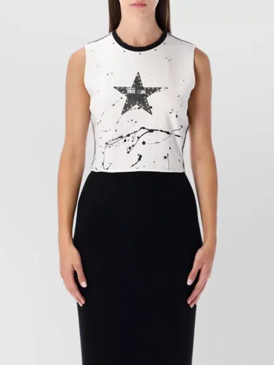 DOLCE & GABBANA CROPPED T-SHIRT WITH UNIQUE PRINT DESIGN