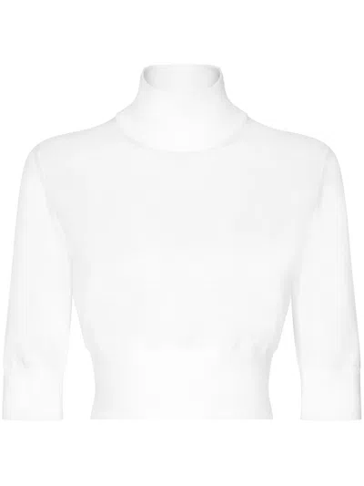 Dolce & Gabbana Viscose Blend Turtleneck Sweater In White