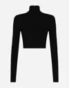 Dolce & Gabbana Cropped Turtle-neck Top In Black