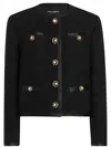 Dolce & Gabbana Jeweled Button Boucle Jacket In Black