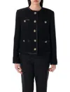 Dolce & Gabbana Jeweled Button Boucle Jacket In Black