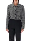 Dolce & Gabbana Wool Spinato Crop Jacket In Grey